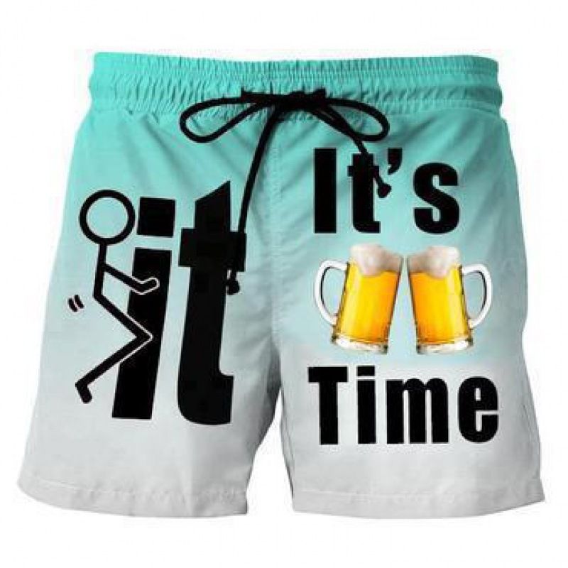 Unbeatable Quality Unbeatable Quality 2025 Summer New Men's Beach Pants 3D Fun Cartoon Beer Shorts Youth Trend_voghion.com