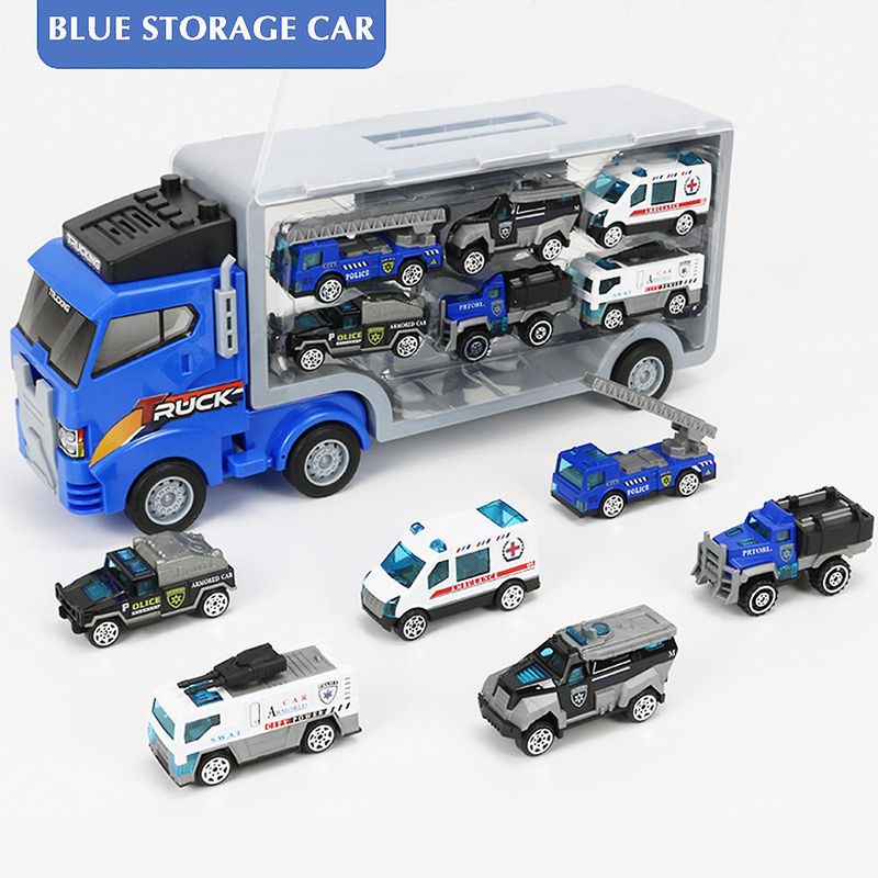 Camionsträger Spillset mat 6 Die-Cast Gefierer Camionsspillsaachen Autoen fir Meedercher Jongen Klengkanner_voghion.com