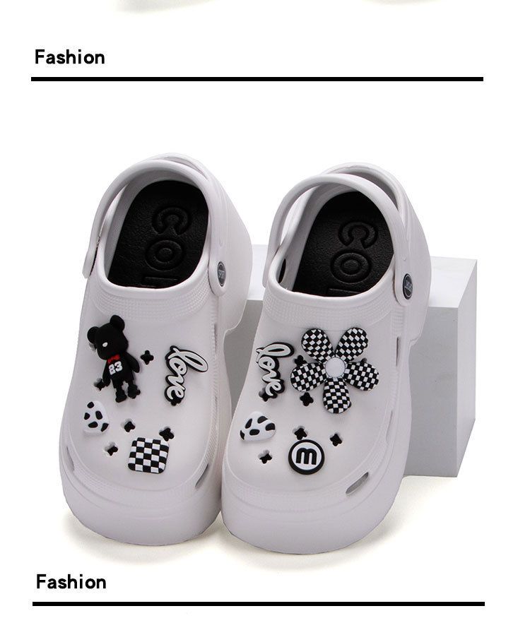 Women's Shoes Unisex Shoes Heightcrease 9CM Hole Shoes Outdoor Wear Cute Cartoon Diy Accessories Beach Garden Shoes Closed Toe Thick Bottom Slippers_voghion.com