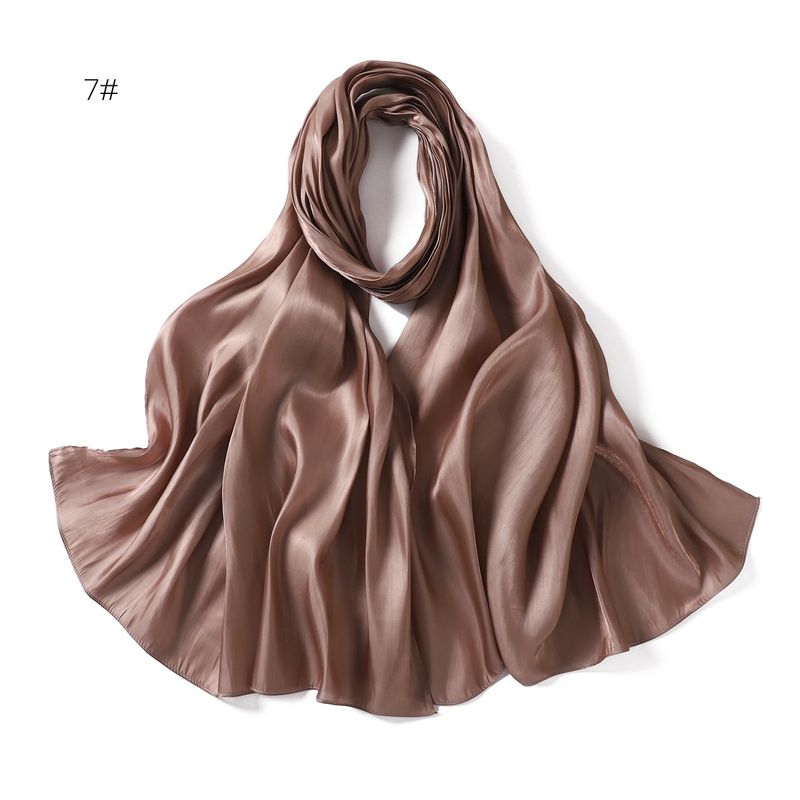 Unisex Solid color soft shimmering satin scarf women's scarf sunblock shawl Muslim_voghion.com