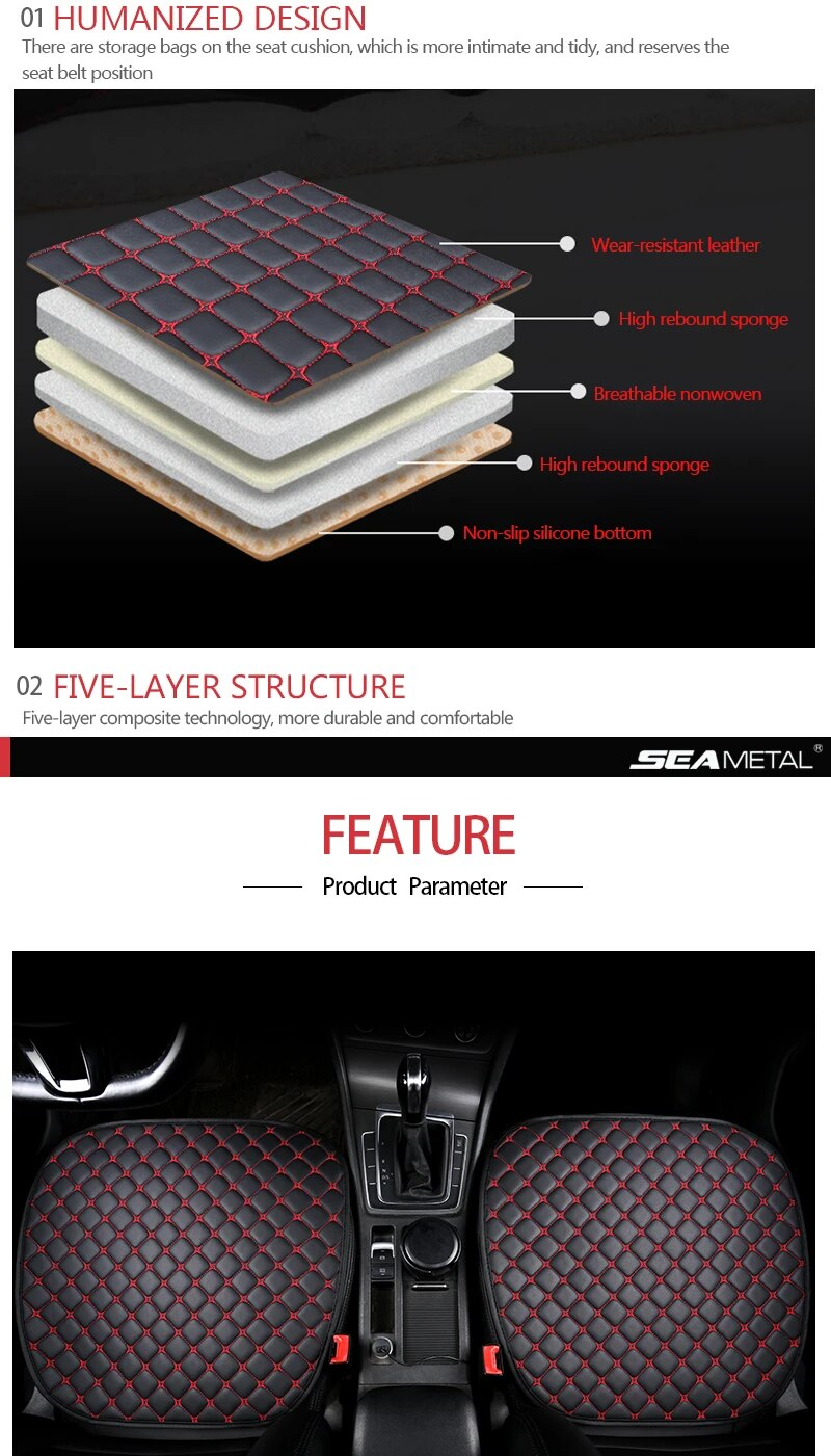 Universal Set Premuin Ledersitzbezüge Autositze Kissen Pad Matten Stühle Abdeckung Schutz Autozubehör_voghion.com