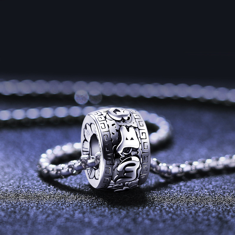 Buddismo tibetano Acciaio inossidabile Sei parole Mantra Collana Uomo Preghiera circolare Collana pendente spirituale Gioielli da donna_voghion.com