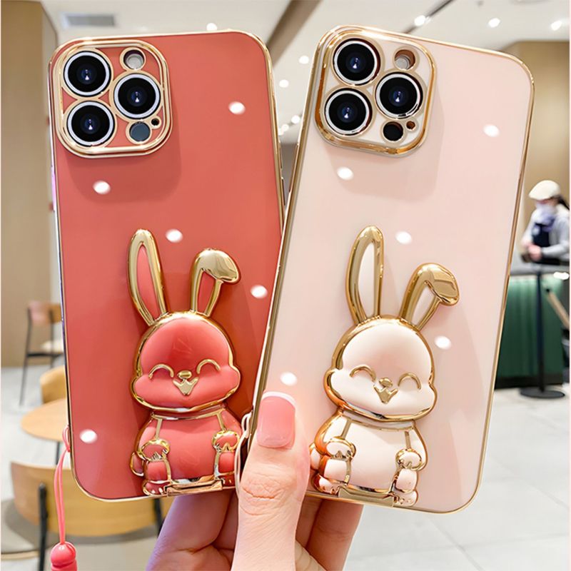 Tie Rod Rabbit Bracket Case For Motorola Moto G23 G13 G32 G20 G30 Plus G22 G8 Power G10 G9 Play Plating Cover_voghion.com