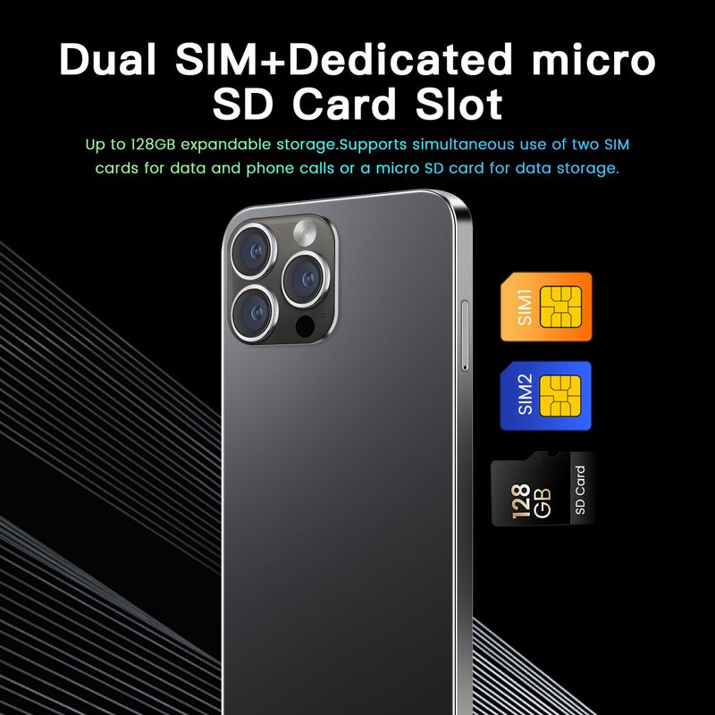 Mobile I16 Promax 16+1T, smartphone originale con schermo grande ad alta definizione_voghion.com