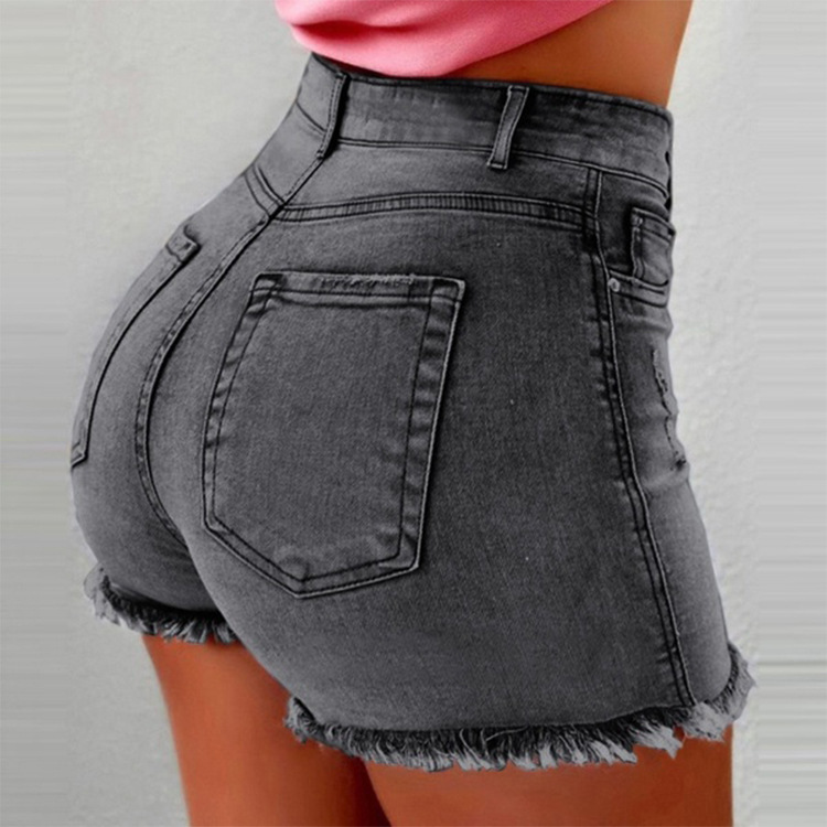 ženske denim kratke hlače z resicami in visokim pasom ženske kavbojke_voghion.com