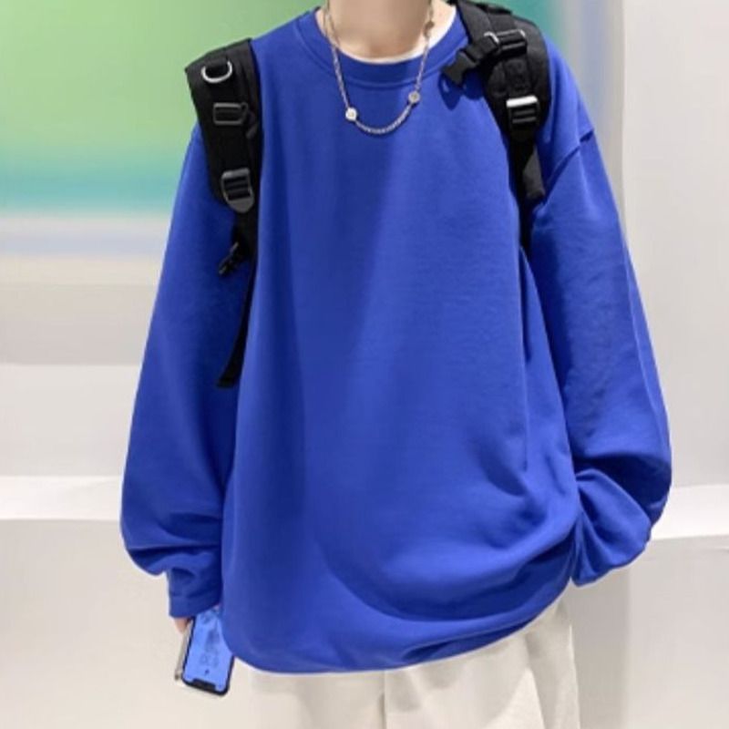 Maglietta a maniche lunghe da uomo 2025 autunno inverno in puro cotone, vestibilità ampia, strato interno spesso, maglietta di base_voghion.com