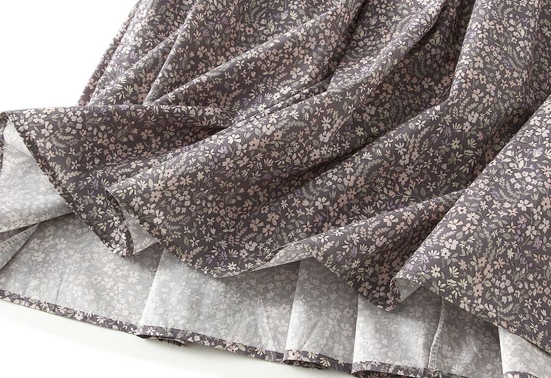 Gonna midi a vita alta con drappeggio floreale per donna; gonna a trapezio; abito lungo._voghion.com