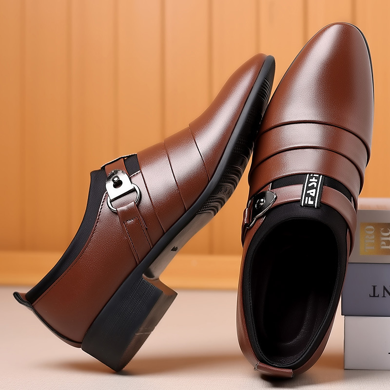 Formal Shoes For Man Dress Leather Shoes Oxfords Shoes Comfortable Pointed-Toe Business Casual Shoes Slip-On_voghion.com
