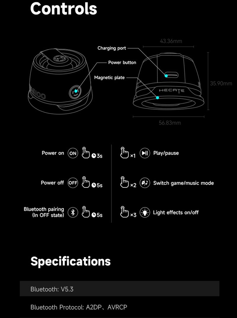 Edifier Hecate G200 Taşınabilir Mini Açık Hava Manyetik Hoparlör Bluetooth 5.3 Rgb Aydınlatma Telefon Tutucu 7 Saat Çalma Süresi_voghion.com