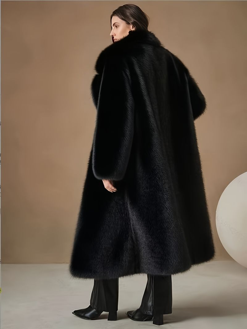 Taglia, giacca elegante invernale lunga e calda con colletto a trapezio e tasche, cappotto lungo e ampio, adatto per clima freddo e asciutto_voghion.com