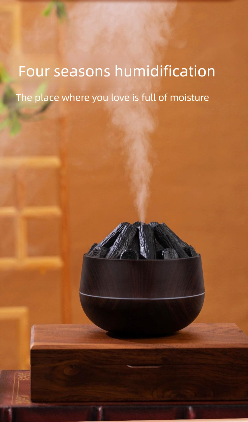 CE-zertifizierter Flammenbefeuchter mit Nachtlicht, 3-in-1-Aroma-Diffusor + 7-Farben-LED + Ultraschallnebel, USB-C-EU-Stecker_voghion.com