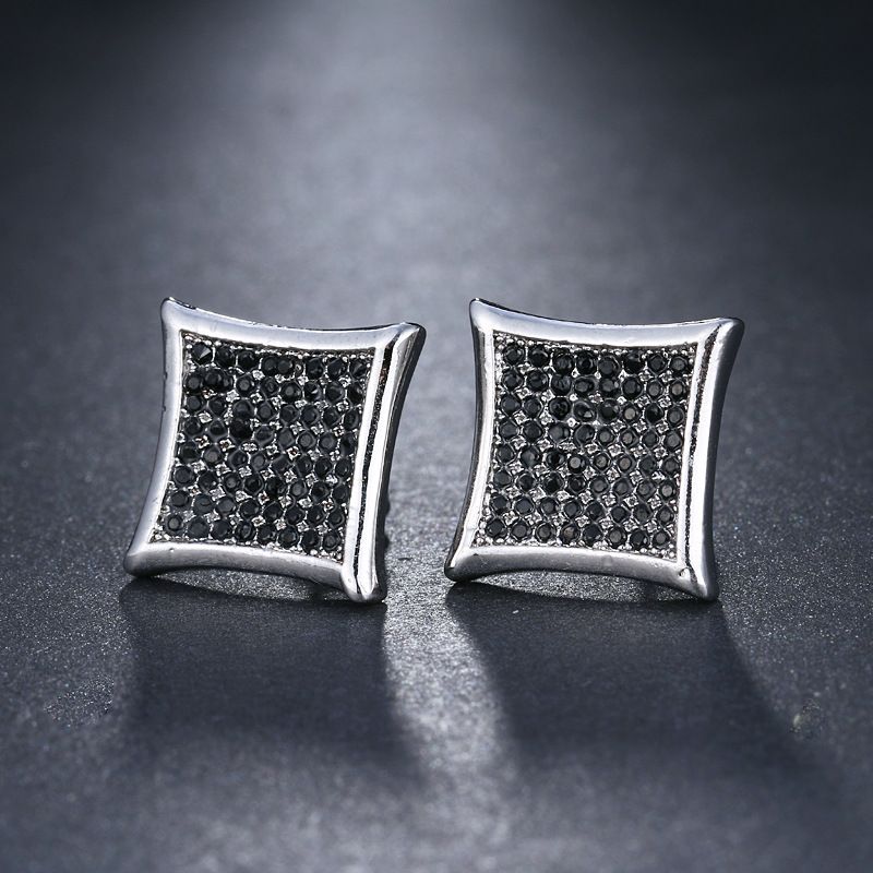 moda requintado pequeno cobre incrustado zircão brincos masculino brilhante branco diamante brincos hip hop simples orelha jóias_voghion.com