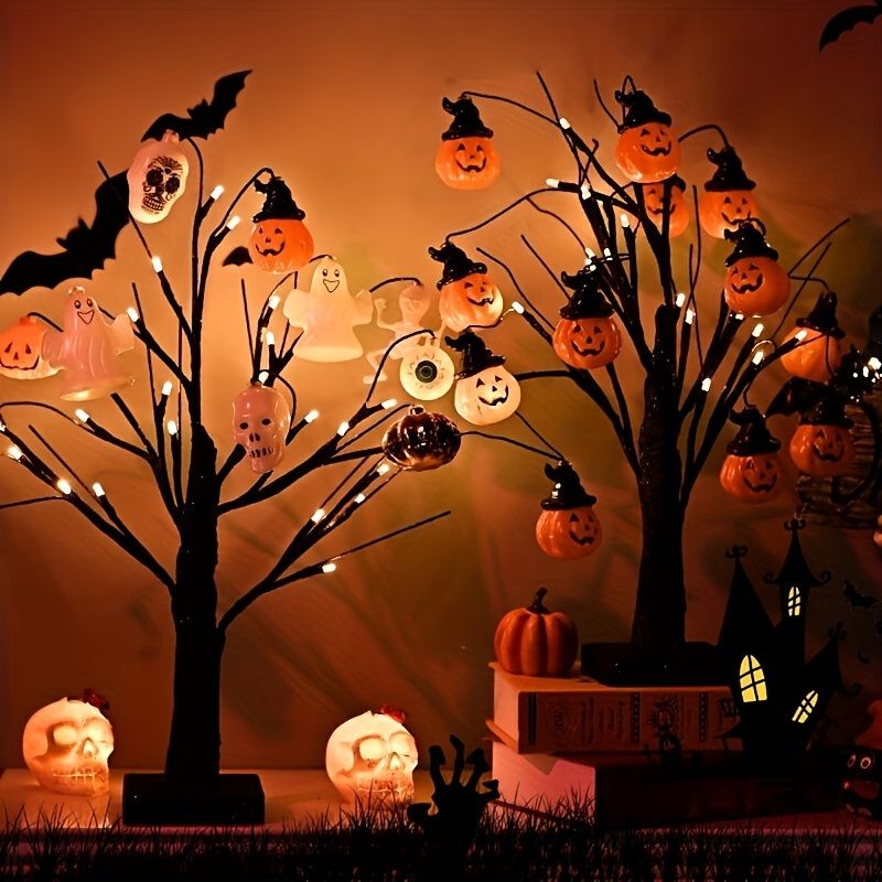 1 peça de luzes LED de estilo clássico para decorar árvores de mesa de Halloween e Natal, suporta pilhas AA (exceto)_voghion.com
