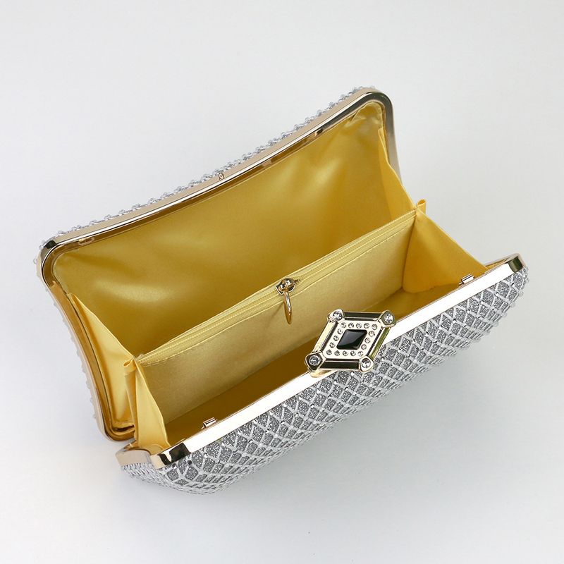 2025 Modische Clutch aus strukturiertem Mesh mit Diamantmuster, Abendtasche, Umhängetasche mit Kette, kleine Tasche_voghion.com