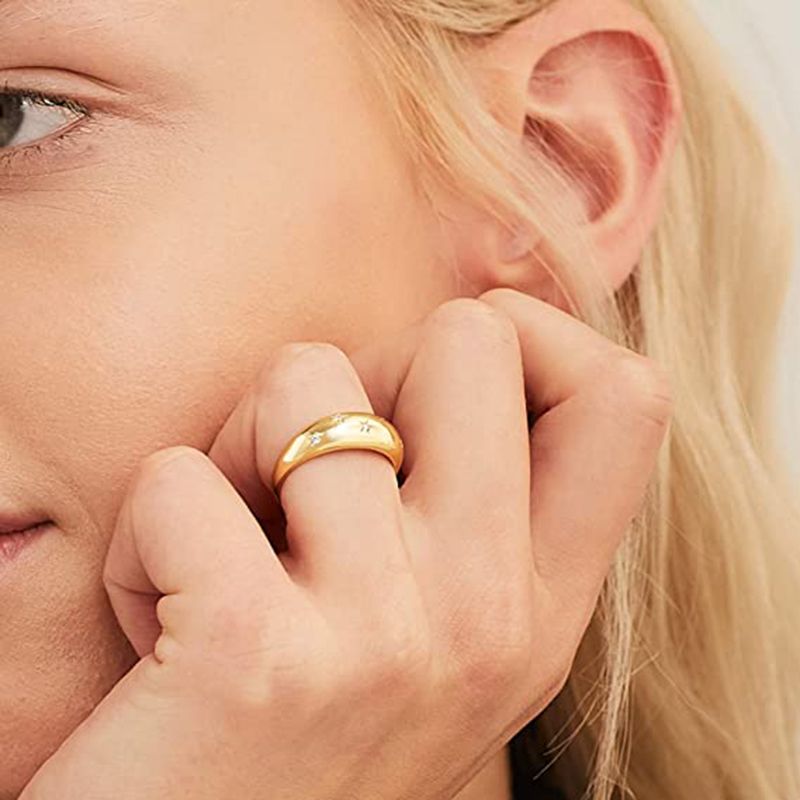 Crystal Star Chunky Ring For Women Vintage Trendy Gold Color Zirconia Finger Stacking Rings Punk Accessories Retro_voghion.com