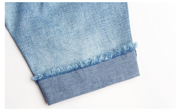 Ženska oblačila, raztegljiva, prana, izrezan rob, ženske kapri hlače iz jeansa z visokim pasom, ženske strgane kavbojke_voghion.com