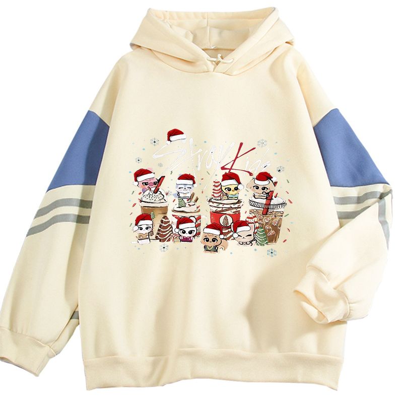 2025 New SKZ Stray Kids Q Version Cartoon Fashion Loose Plus Size Color-Block Hooded Sweatshirt Jacket_voghion.com