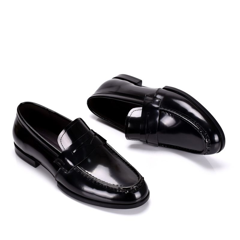 Echte Loafer One Foot Shiny Schuhe Herren, Britisches Lackleder Für Business Und Freizeit, Handgefertigte Bean Schuhe, Rindsleder_voghion.com