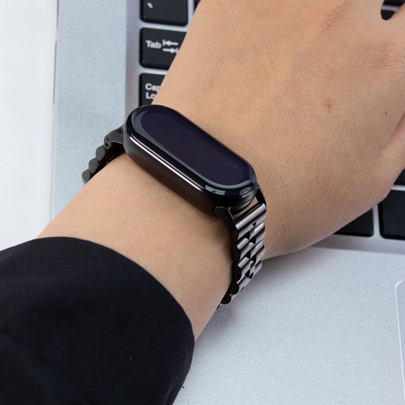 Rostfritt stålarmband för Xiaomi Band 9 8 metallarmband för MiBand9 Miband8 klockarmbandsersättning Sport Link armband Correa_voghion.com