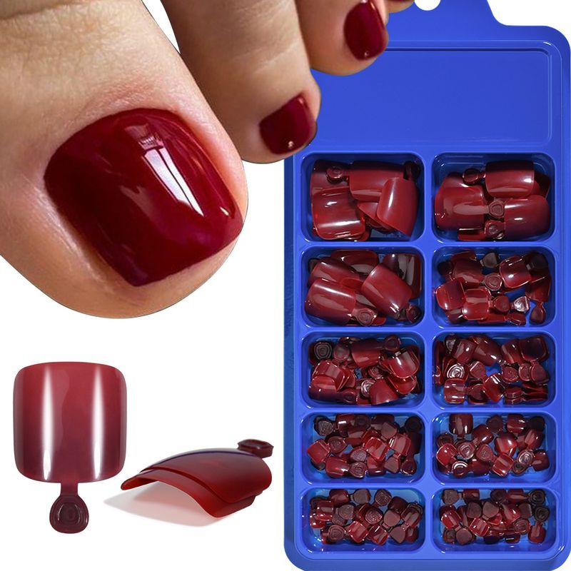 100 stuks effenkleurige teennageltips Eenvoudige geavanceerde dames in doos gemaakte teennagelkunst Nageltips_voghion.com