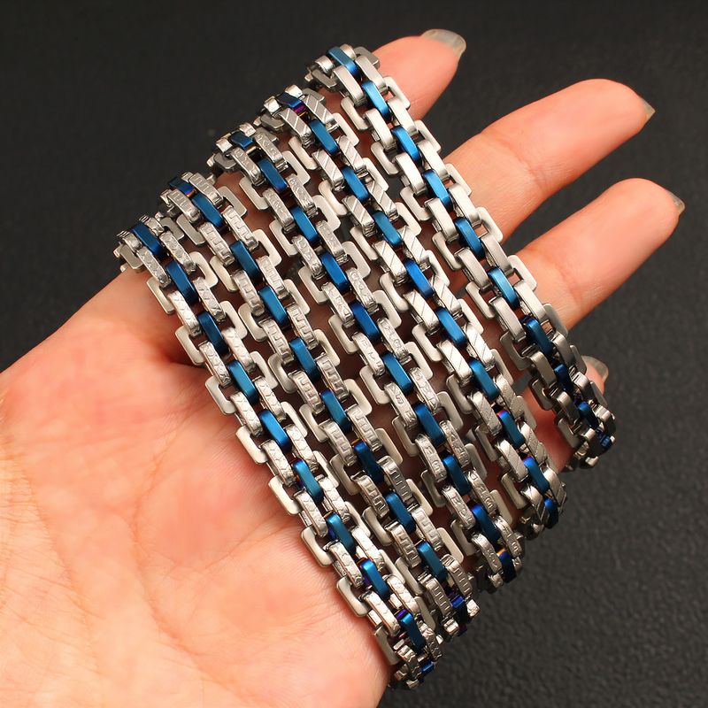 Men's And Women's Watch Titanium Steel U-Shaped Buckle 3 Rows Handmade Chain Personality Hip-Hop Versatile Casual Style_voghion.com