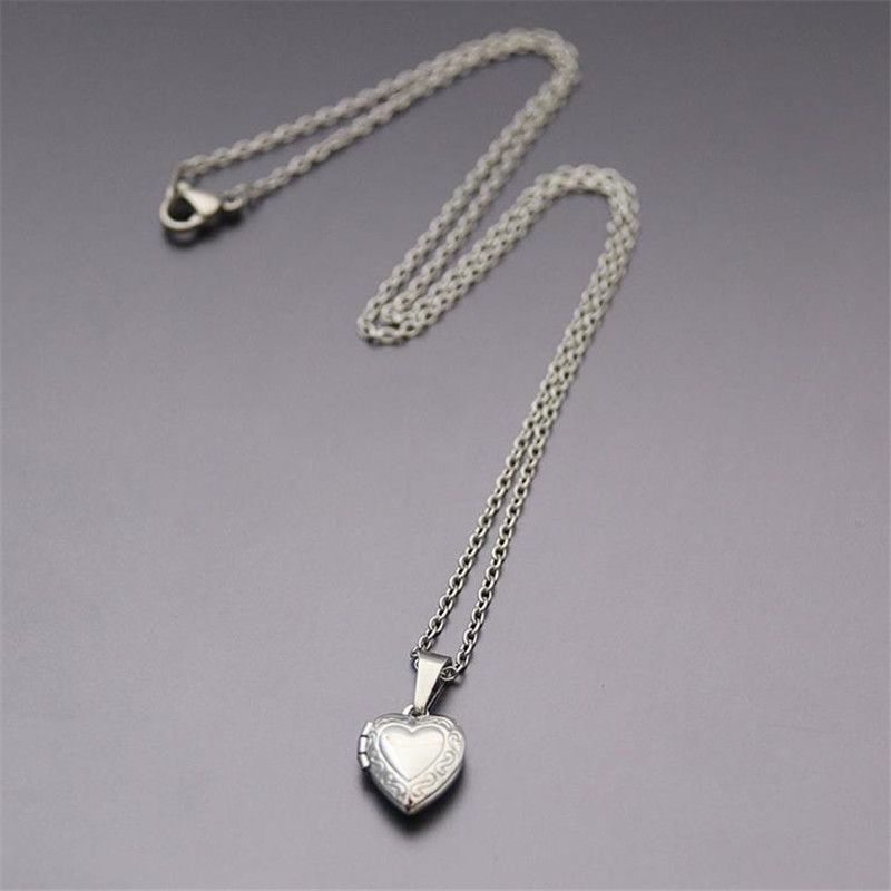 Moda Stal Kolor Nierdzewna Maleńka Ramka Na Zdjęcia Naszyjnik Miłość Serce Charms ating Medalion Naszyjniki Kobiety Biżuteria Pamiątkowa_voghion.com