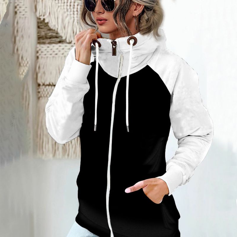 Giacca da donna con cappuccio in velluto spesso e ampio, taglia autunno e inverno 2022_voghion.com
