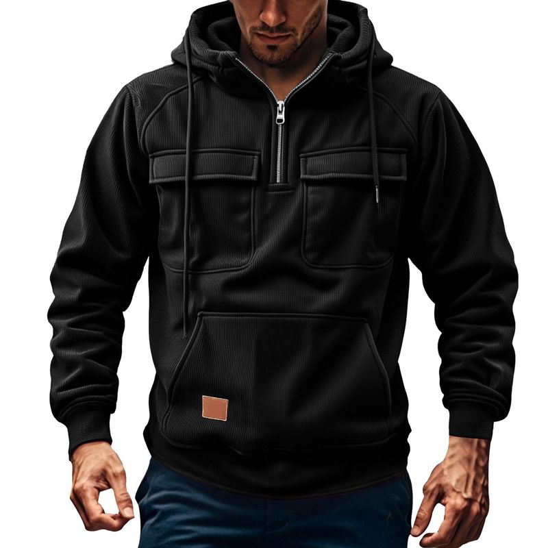 Giacca casual da uomo 2025 con cappuccio e cerniera per autunno e inverno_voghion.com