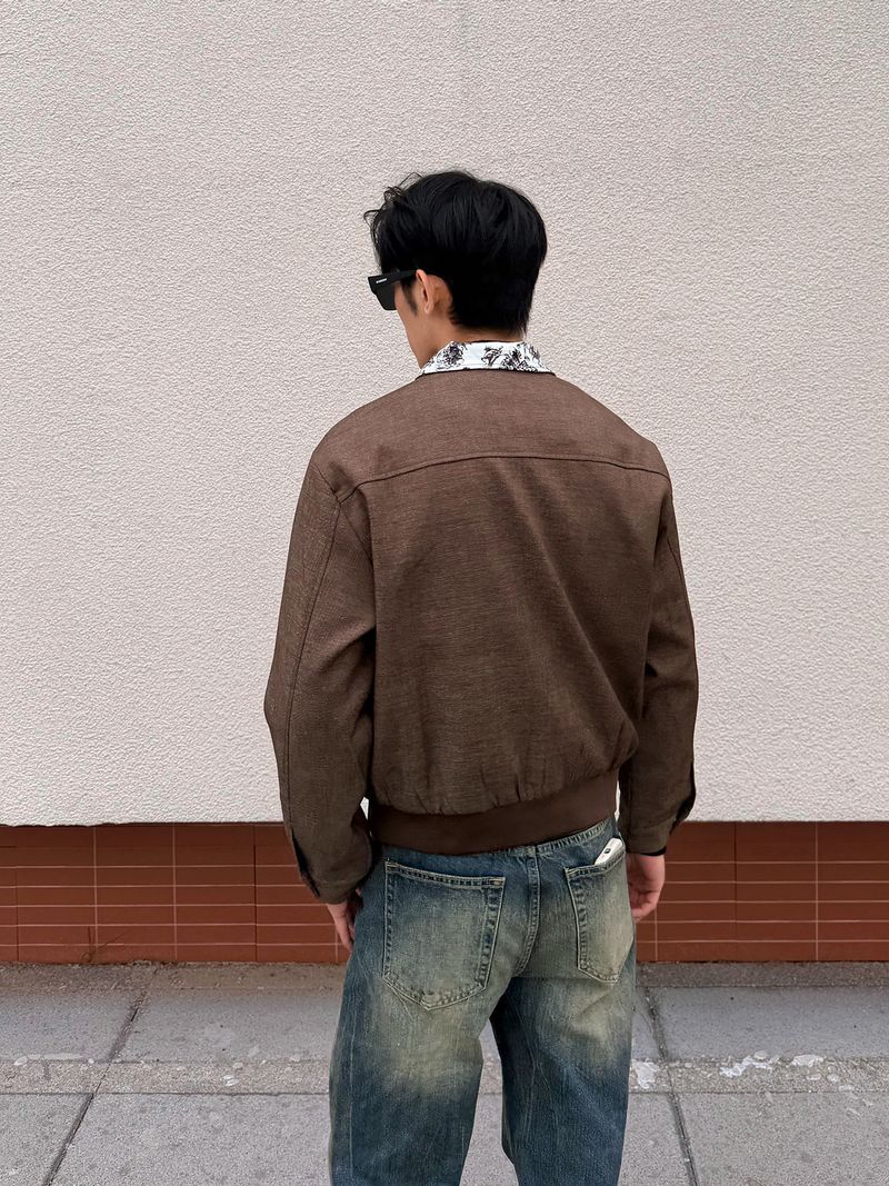 Eon Modish 2025 Autumn New American Style Patchwork Short Cationic Fabric Jacket Coat_voghion.com