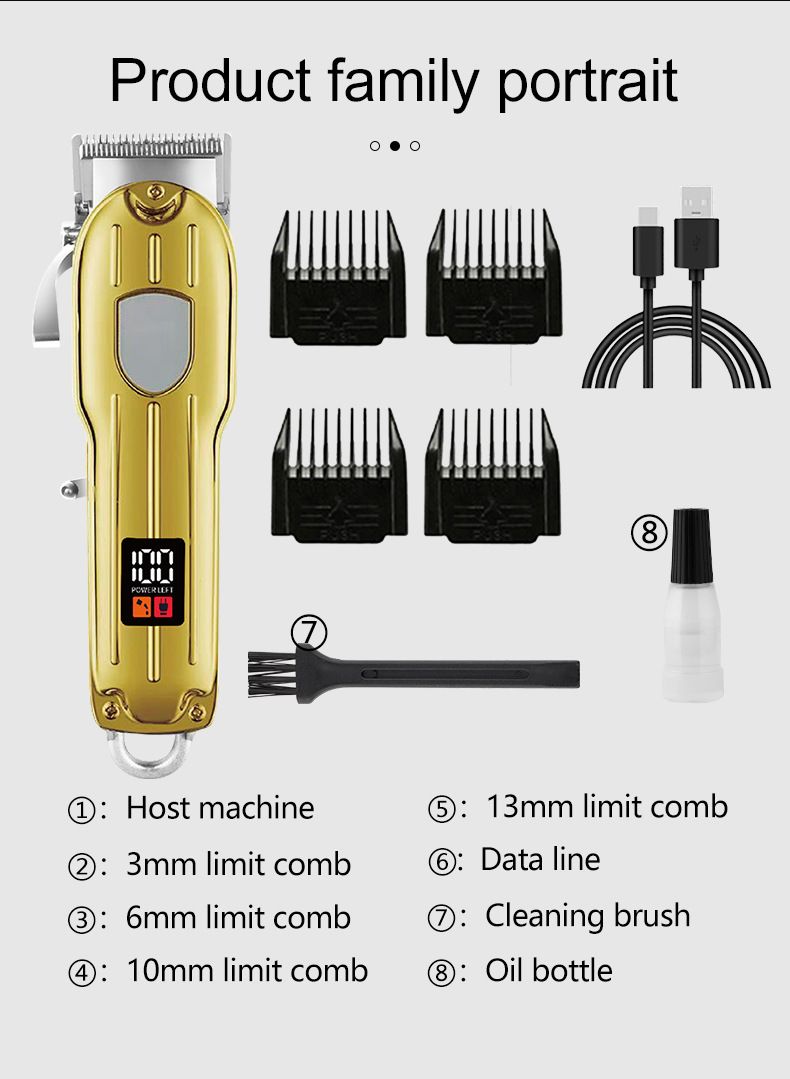 Professional Hair Clipper With Stainless Steel Blades, LCD Display & Rechargeable Battery For Salon & Home Use_voghion.com