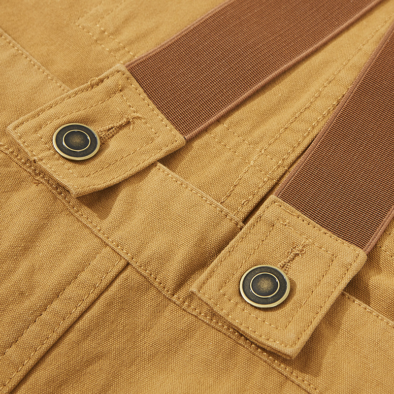 Men's overalls, suspenders, worker's pants May khaki jumpsuit_voghion.com
