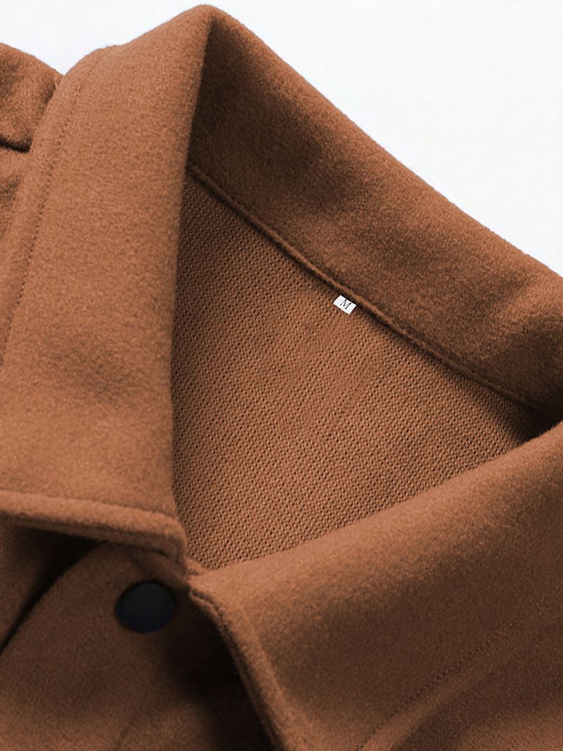 "Herren-Jacke in Wolloptik – Herbstlicher Einreiher-Mantel mit Revers & Pattentaschen in Schwarz/Armygrün/Marineblau/Dunkelgrau (S-XXL)"_voghion.com
