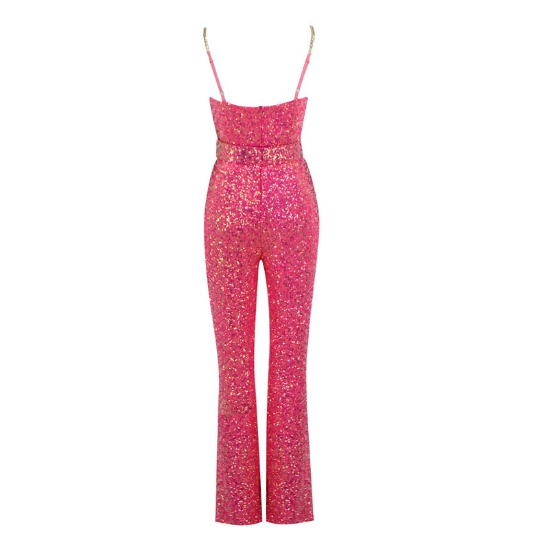 Roupas femininas estilo quente resistente brilhante ouro lantejoulas suspensório macacão europeu e americano moda celebridade festa banquete vestido_voghion.com