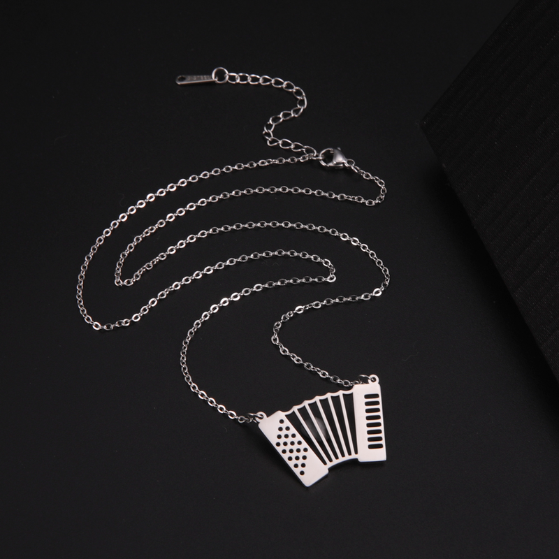 Skyrim pendant male and female music notes, stainless steel, gold, microphone, accordion, necklace, jewelry, gifts_voghion.com