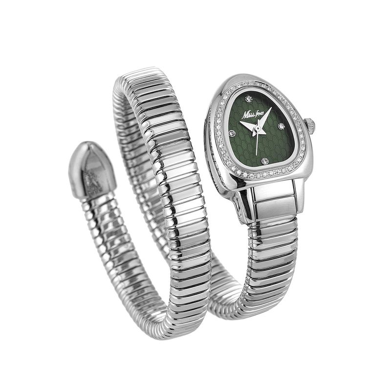 MISSFOX New Fashion Elegant High-end Snake Head Inlaid Gold Snake-shaped Winding Women's Watch_voghion.com