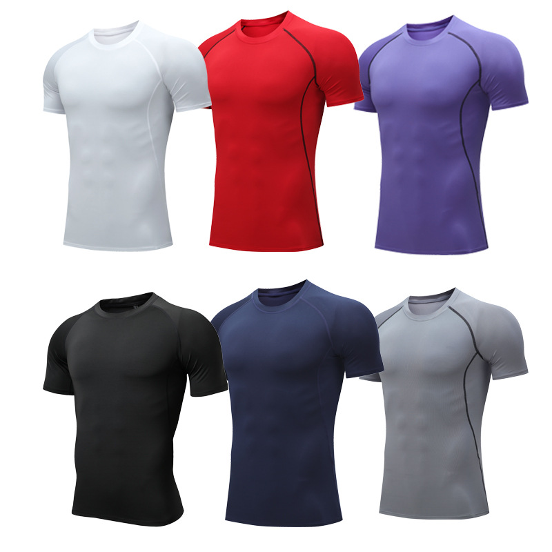 Men's clothing Basketball sports tights quick-drying fitness wear short-sleeved running training wear high elasticity_voghion.com