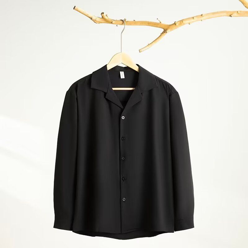 CT Long Sleeve For Men, Spring And Autumn Korean Style, Trendy Solid Color Shirt, Slim Fit, Plus Size, Office Work_voghion.com