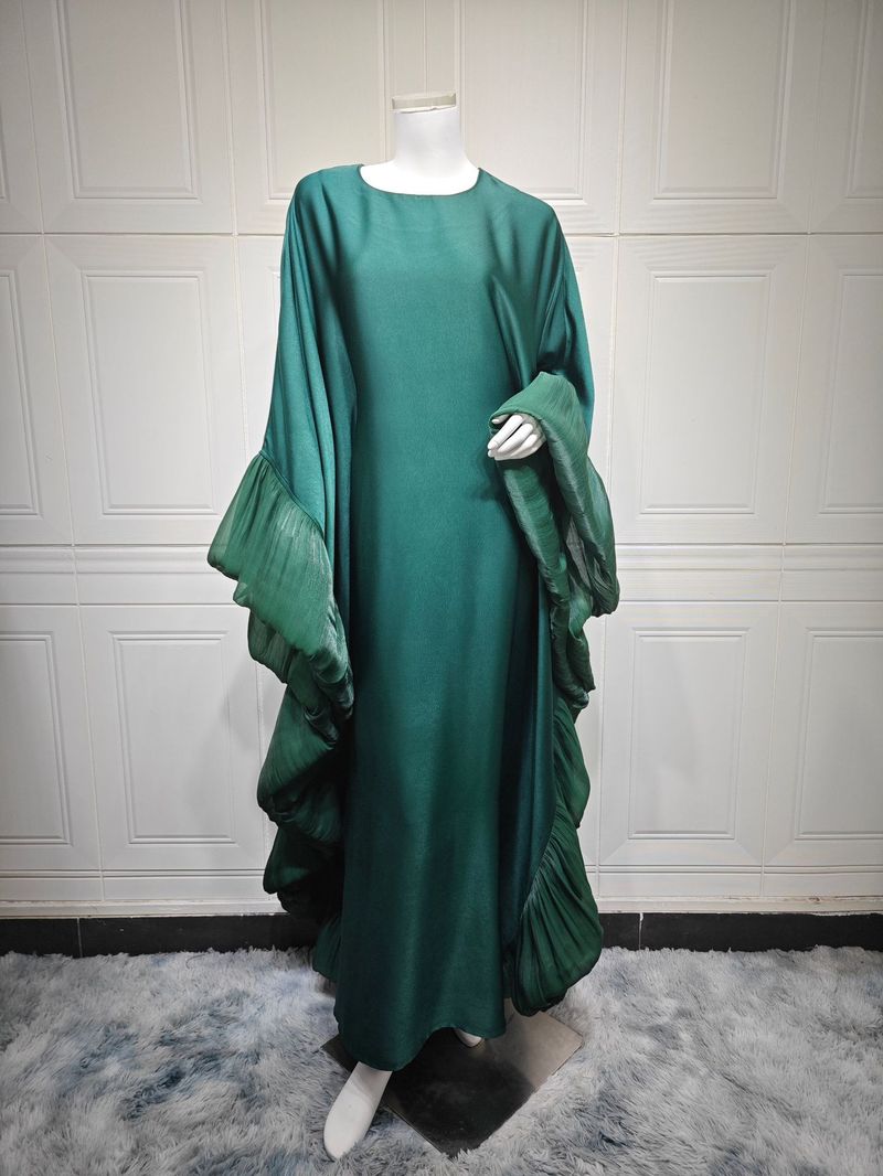Verve MQ201 Modest Muslim Fashion Long Robe Dress With Waist-Cinching Satin_voghion.com