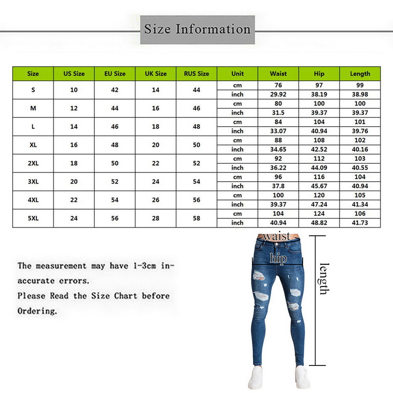 2023 lápis calça elatic moletom masculino caber sólido rasgado denim harem pant caual preto azul branco destruído jean_voghion.com