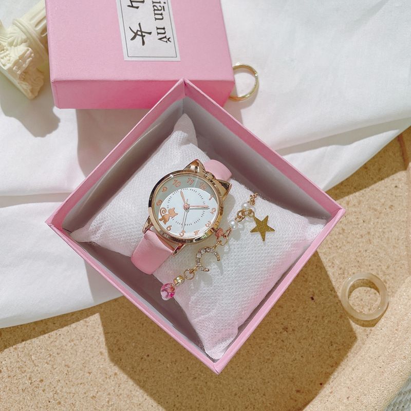 Orologio per bambini con orecchie di gatto, stile cartone animato, in oro, alla moda, per ragazze, elettronico, per studenti, regalo quotidiano per compleanno, anniversario, San Valentino_voghion.com