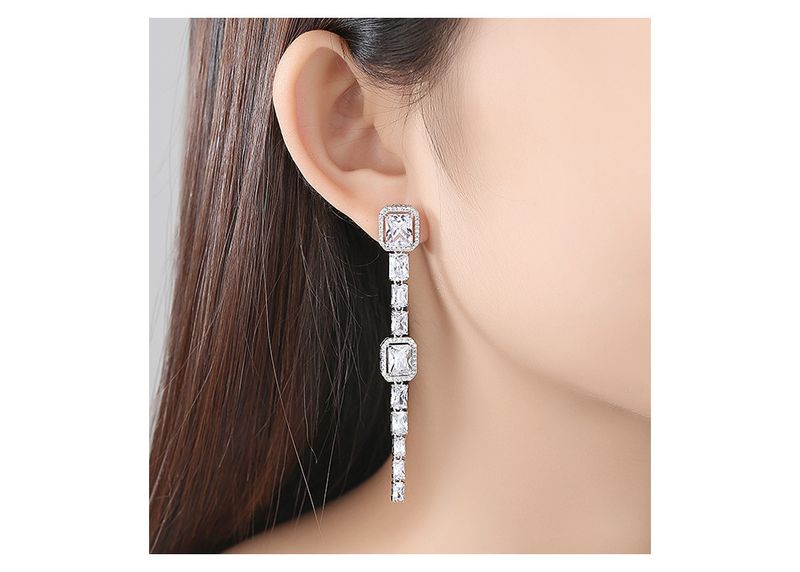 Collier élégant en zircon pour femme, motif géométrique, chaîne en laiton pour soirée, pendentif long minimaliste et luxueux_voghion.com