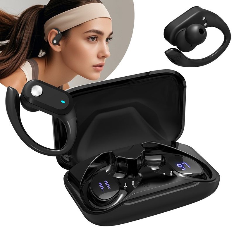 Wireless Headphones Bluetooth 5.3 Earphones Earhook Headset Ear Hook Waterproof_voghion.com