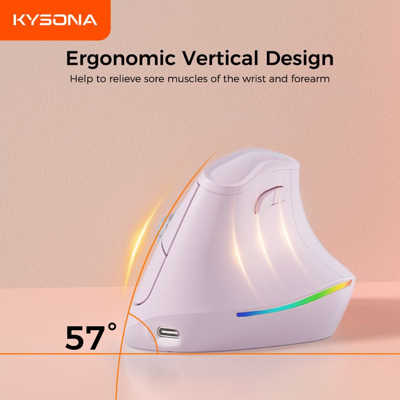 Premium Ergonomic Vertical Rechargeable Upright Mouse Healthy 4000DPI Hot-Selling Wireless Dual Mode_voghion.com