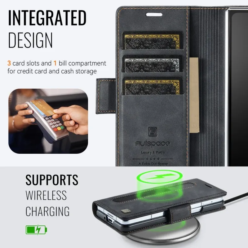 Custodia a portafoglio con portapenne per Samsung Galaxy Z Fold 6 5 Fold6 Fold5 5G, custodia in pelle con blocco RFID_voghion.com