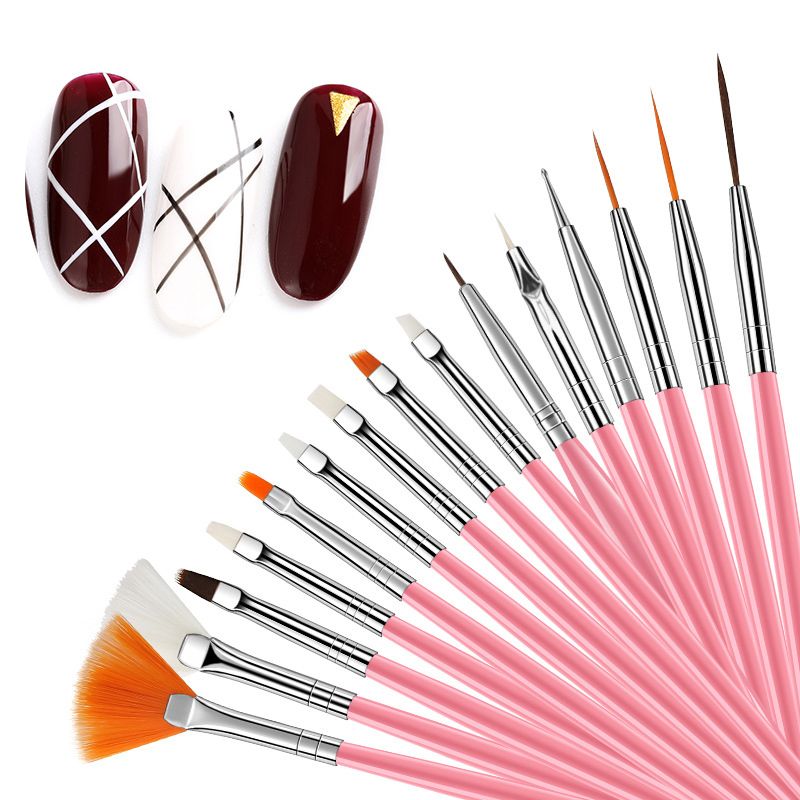 Juego de 15 pinceles para manicura, diseño de pintura y punteado, acrílicos para decoración de uñas. Un juego de pinceles._voghion.com