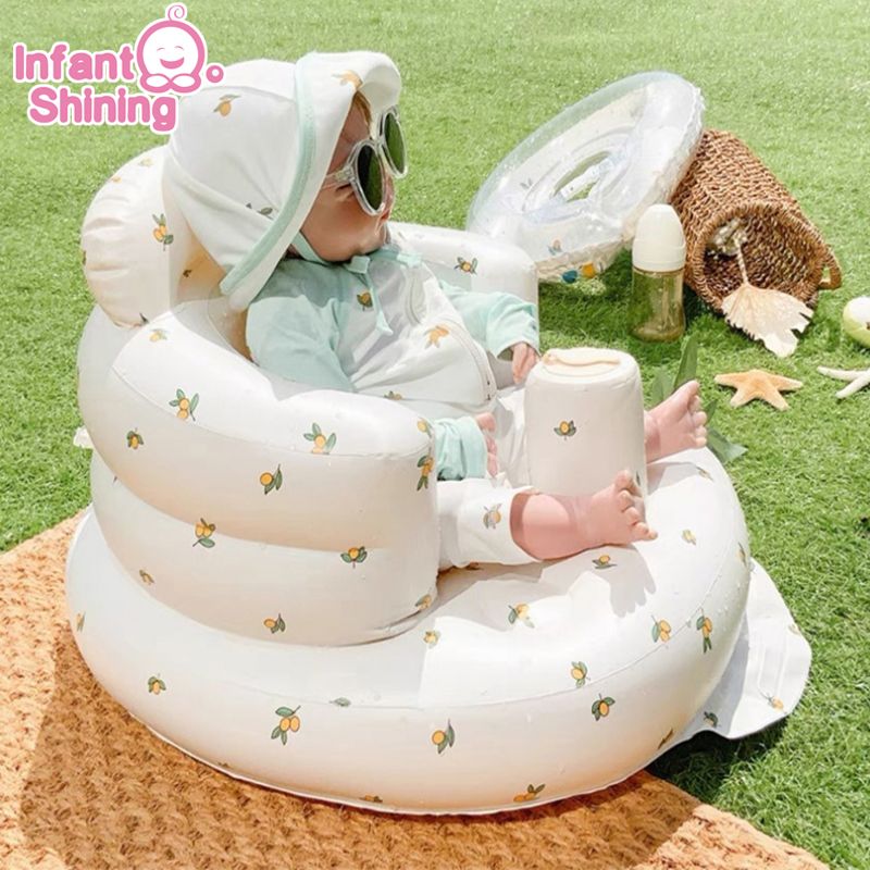 Spädbarn Shining Baby Uppblåsbar Soffa Barn Puff Bärbara Badstolar PVC Multifunktionell Säte Övning Sittande Badpall_voghion.com