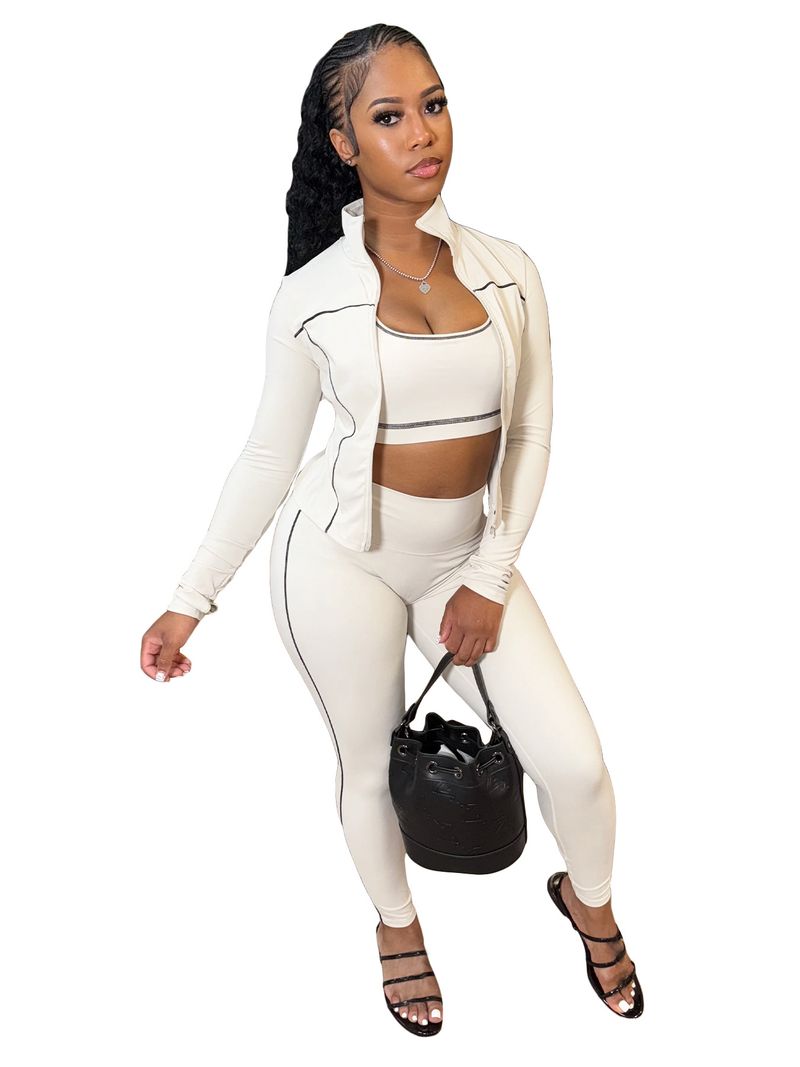 Trainingsset met lange mouwen en rits voor dames – legging met hoge taille en top met duimgat (S-XXL, 6 kleuren)_voghion.com