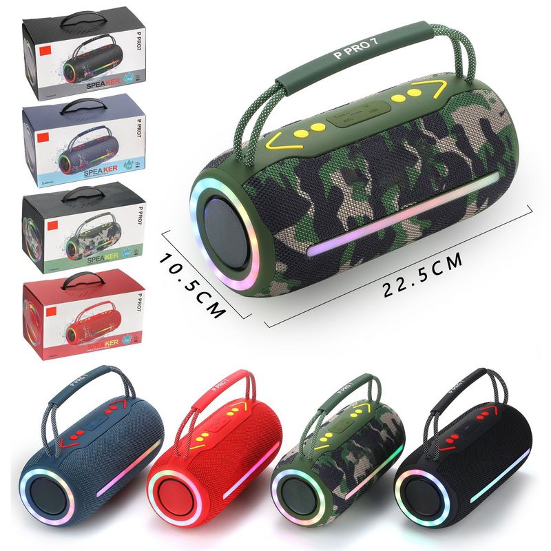 Subwoofer portabil pentru exterior P PRO7, cu lumină colorată Bluetooth BOOMBOX, difuzor dual, cu lumină, pentru exterior_voghion.com