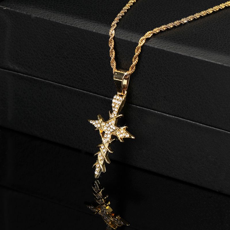 Unique Niche Design Internet Celebrity Temperament Lively Shining Cross Twist Chain Necklace Ins Simple Alloy Pendant_voghion.com