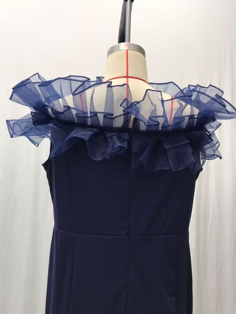 Abbigliamento da donna Primavera Cintura elastica lavorata a maglia Foglia di loto Una spalla Piccola coda Gonna lunga Vestito_voghion.com
